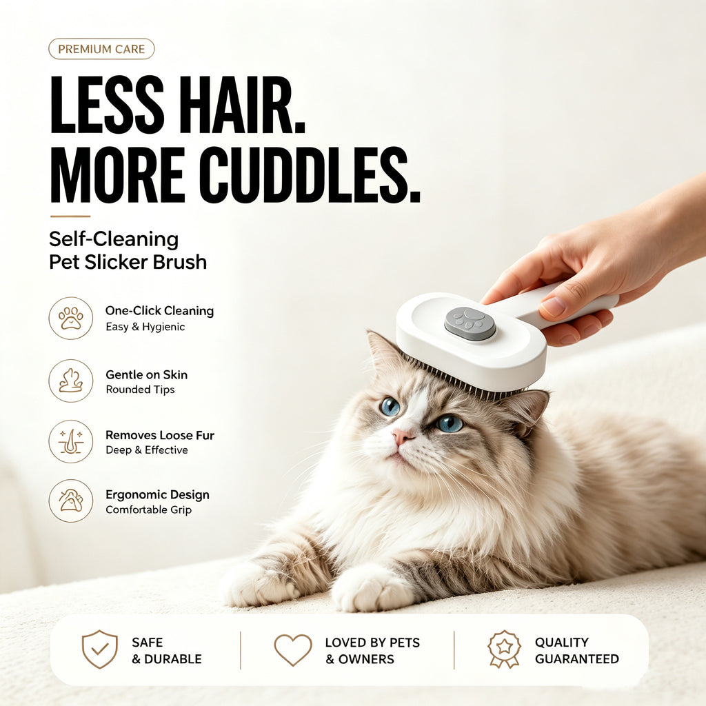 Slicker brush removing loose cat undercoat