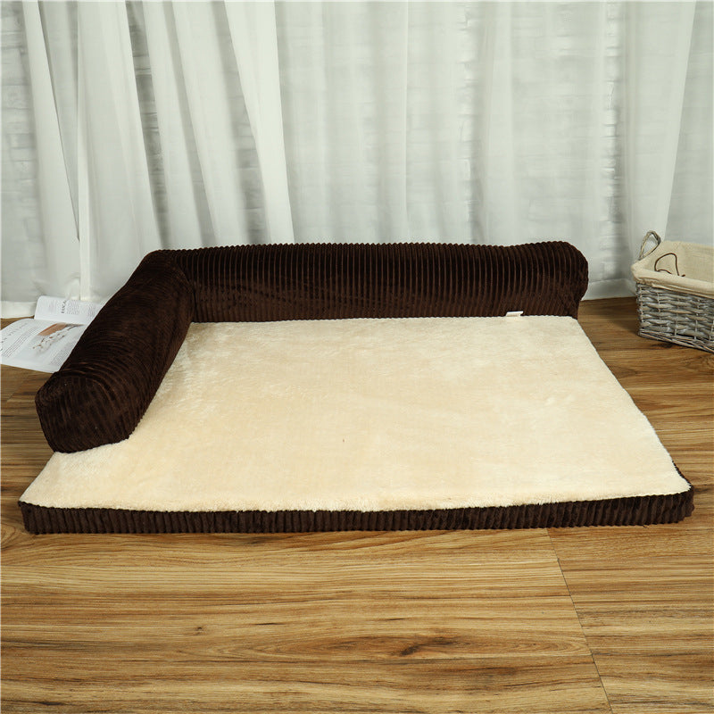 PawSheen Bolster Dog Bed in soft corduroy, view 5