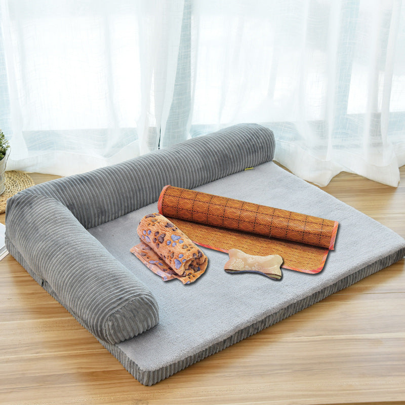 PawSheen Bolster Dog Bed in soft corduroy, view 10