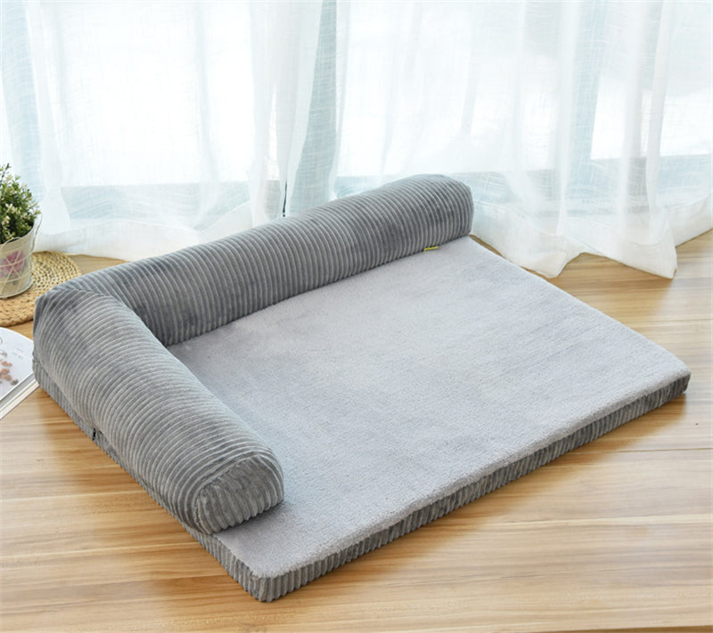 PawSheen Bolster Dog Bed in soft corduroy, view 2