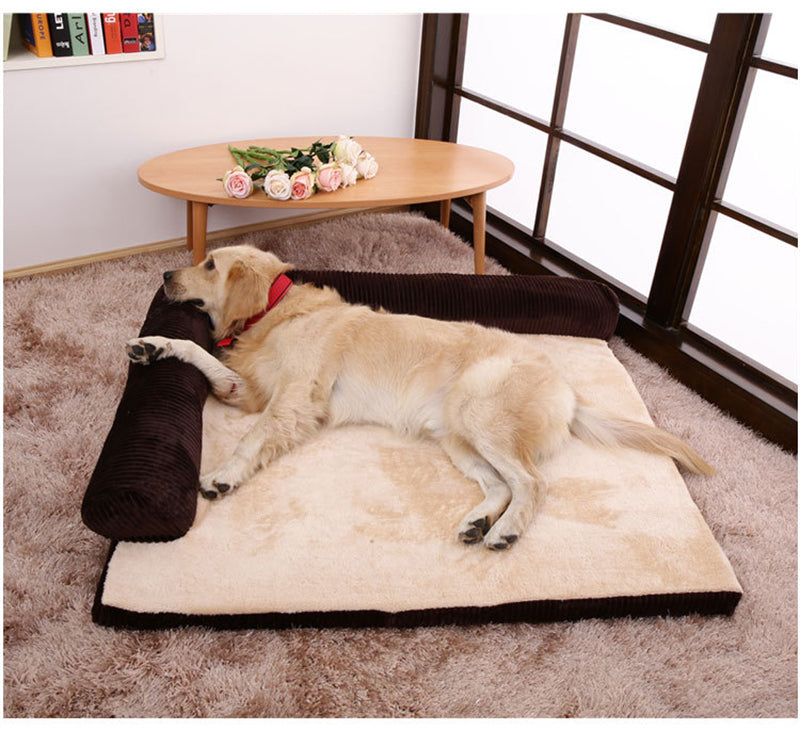 PawSheen Bolster Dog Bed in soft corduroy, view 3
