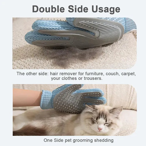 PawSheen deshedding glove, grooming side and furniture side