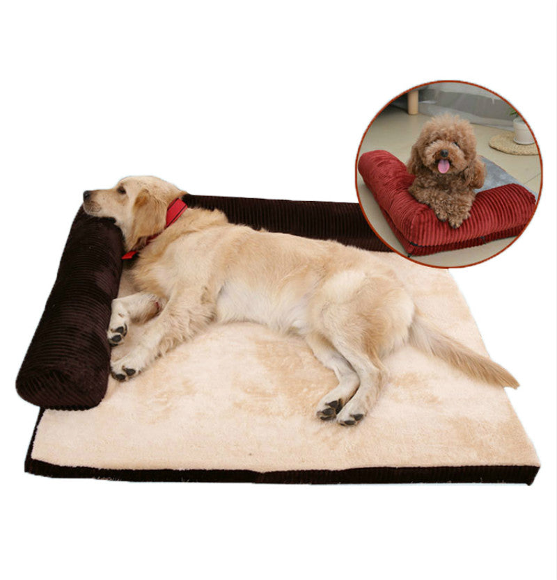 PawSheen Bolster Dog Bed in soft corduroy, view 4