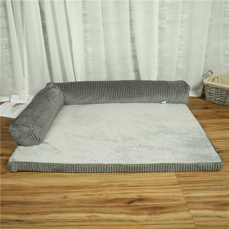 PawSheen Bolster Dog Bed in soft corduroy, view 8