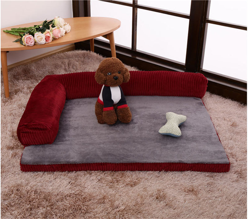 PawSheen Bolster Dog Bed in soft corduroy, view 9