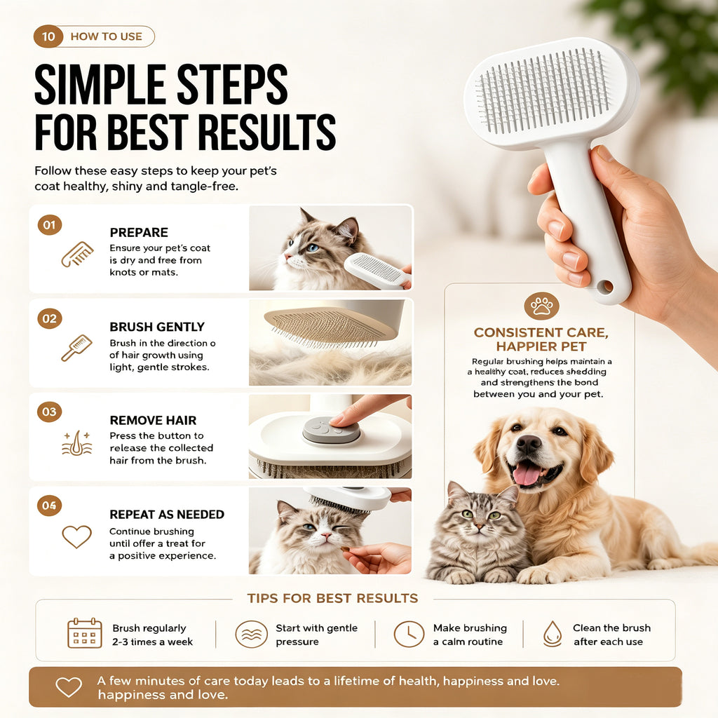 How to use a self-cleaning slicker brush
