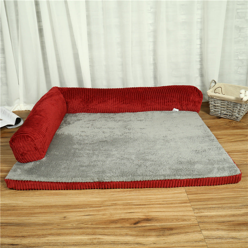 PawSheen Bolster Dog Bed in soft corduroy