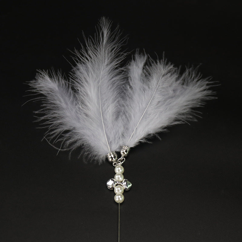 PawSheen Feather Wand cat toy with bell