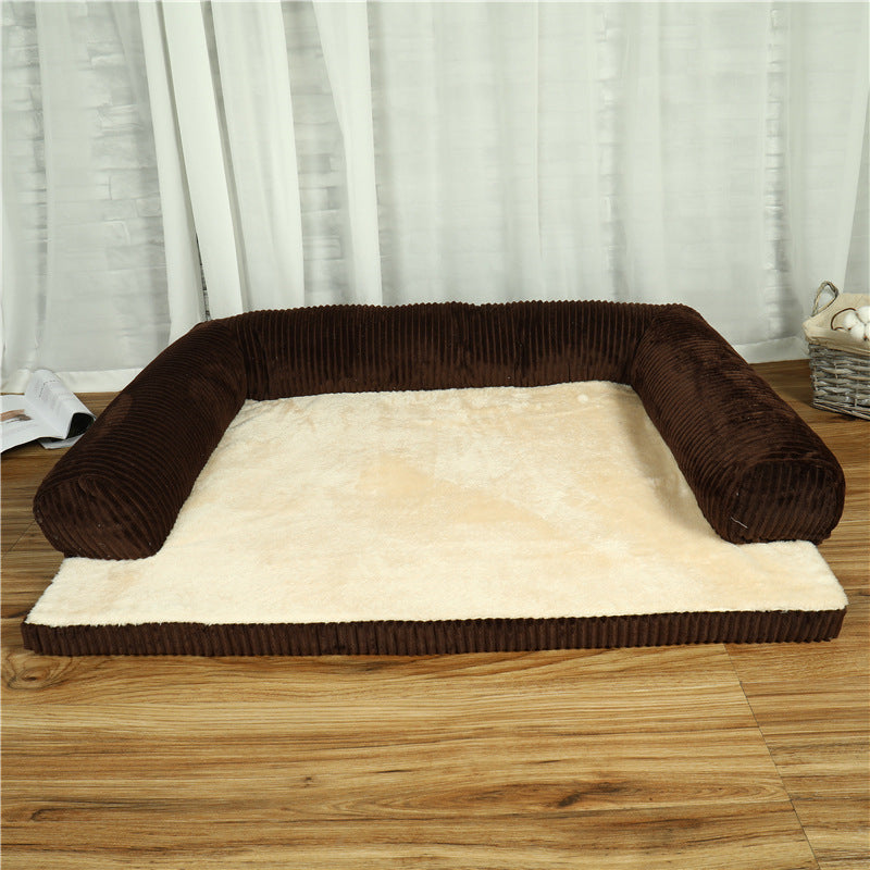 PawSheen Bolster Dog Bed in soft corduroy, view 11