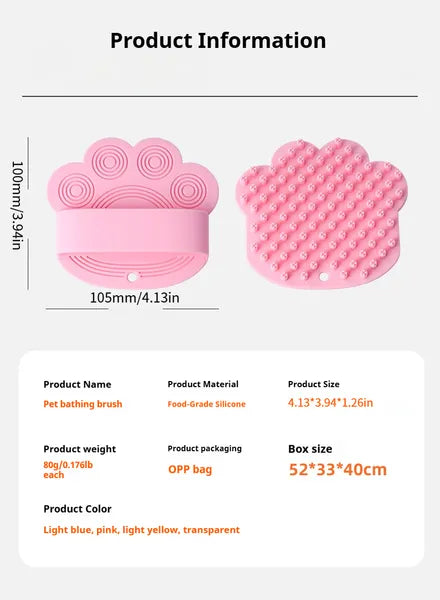 Paw bath brush size and details
