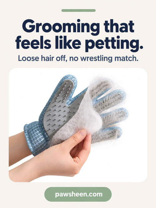 Deshedding glove full of loose fur: grooming that feels like petting