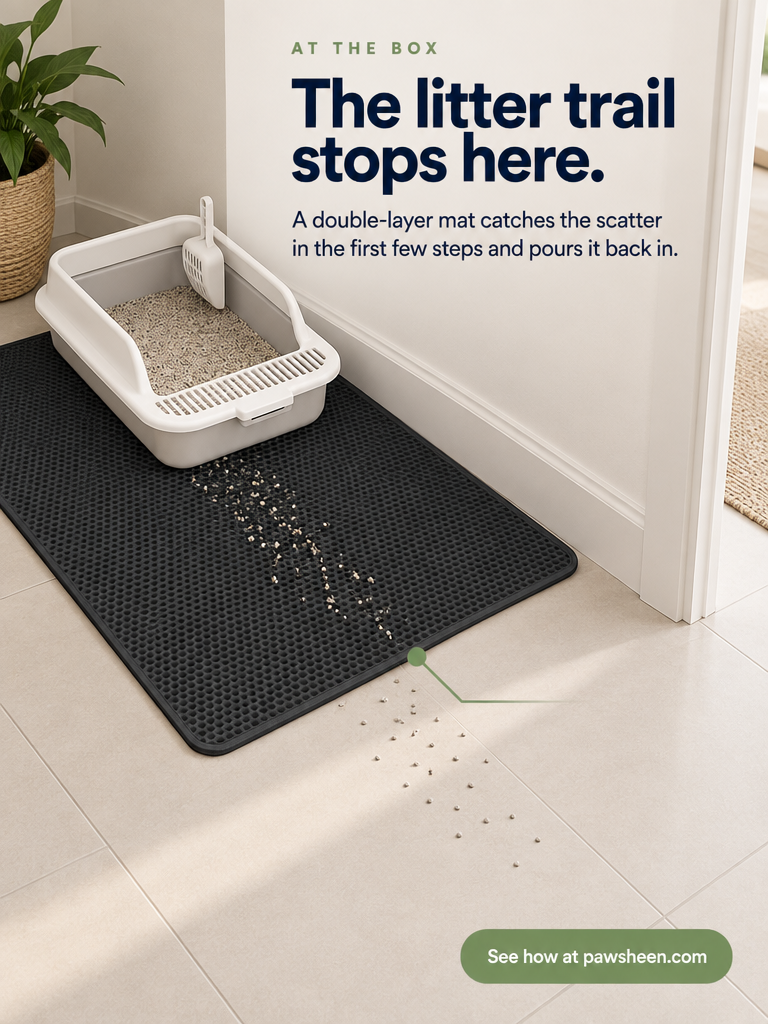 Litter catcher mat stops the litter trail at the box